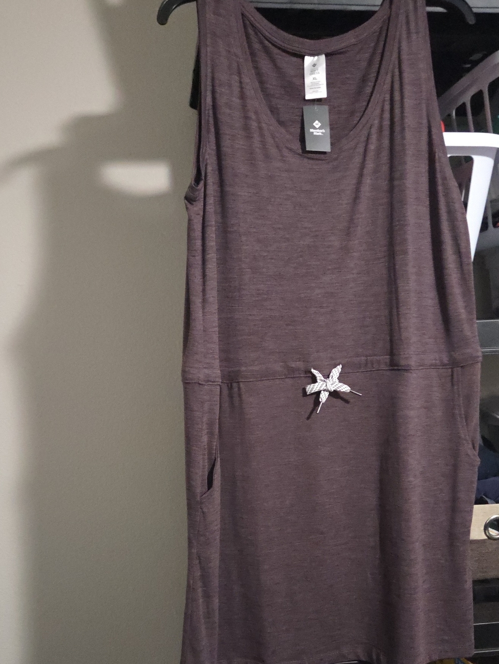 Sleeveless Maxi Dress in Plum with Drawstring Accent -